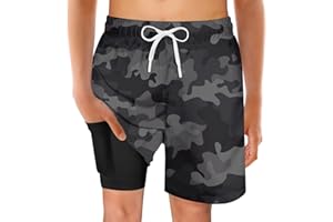 swimsobo Boys Swim Trunks for 5-18 Years Compression Liner Swimsuit Shorts Swimwear Boxer Bathing Suit