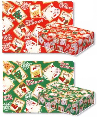 Amazon クリスマス用 個人用包装紙 Xwre スタンプサンタ 2枚 プレゼント ギフト ラッピング用資材 ギフトバッグ 袋 文房具 オフィス用品