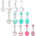 MODRSA Belly Button Ring Surgical Steel Belly Rings for Women Hypoallergenic Belly Button Rings Clicker Belly Button Ring Belly Piercing Silver Rose Gold Pink Black Navel Rings for Women