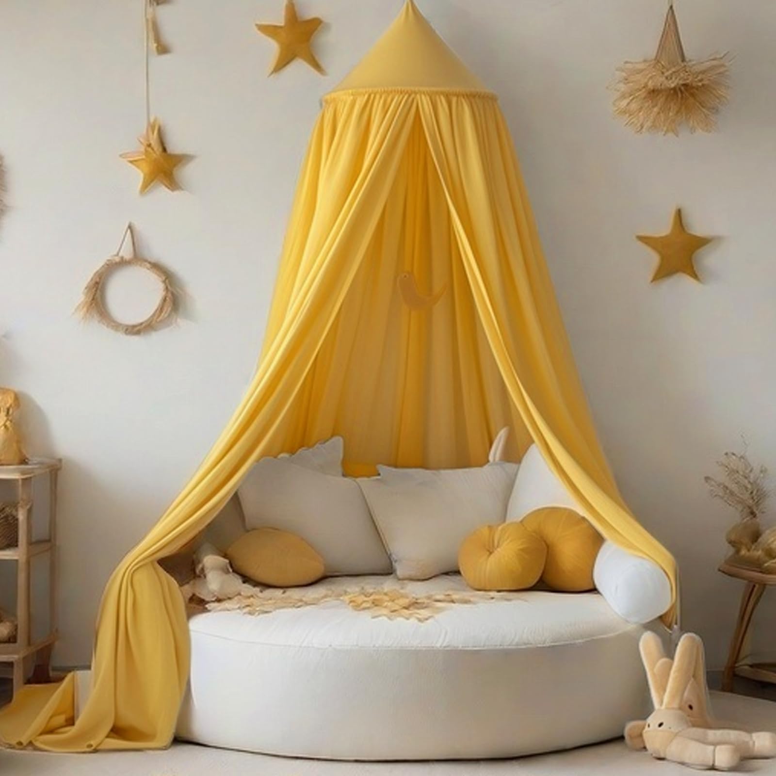 Vercico Kids Bed Canopy Round Dome 240CM Bed Tent for Children, Girls Bedroom Accessories Canopy Bed for Bedroom Nursery Room Baby Crib