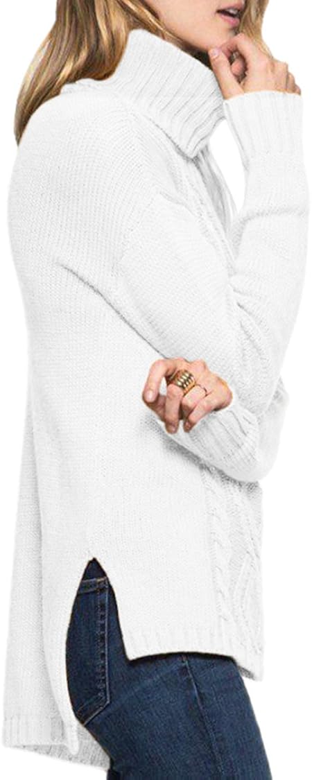 Sovoyontee Women Irish Artificial Wool Blending Turtleneck Knit Pullover Sweaters