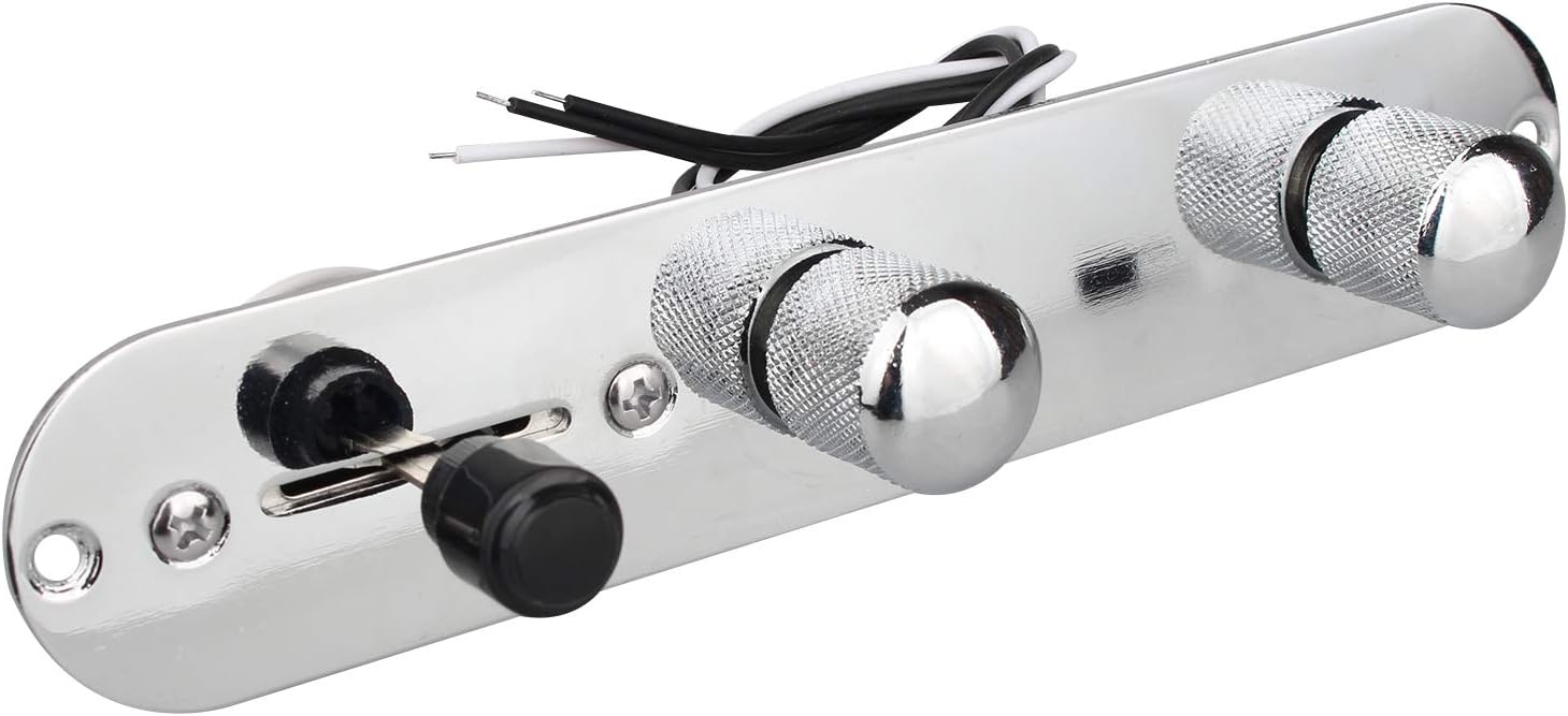 Telecaster Control Plate 3 Way Switch Loaded Chrome Plated Metal Prewired Tele Guitar Control Plate with Wiring Harness Knobs for Tele Guitar Replacement Parts