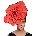 LDFWAY Large Flower Fascinators for Girls Women Tea Party Cocktail Headwear Derby Hats with Headband and Clip for Wedding