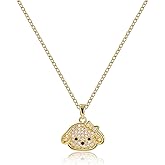 Xeyai 14K Gold Plated Cubic Zirconia Rabbit/Dog Pendant Necklace for Women,Dainty Charm CZ Necklaces Gift for Her