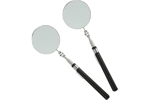 BETTERSTAR Round Telescopic Inspection Mirror, 85mm Area, Checking Tool for Vehicle, Observing Eyelashes, Mouth and Other Small Parts - Extended Large Mirror (2 PCS)