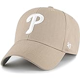 47 MLB Khaki White Primary Logo MVP Adjustable Hat, Adult One Size Fits All
