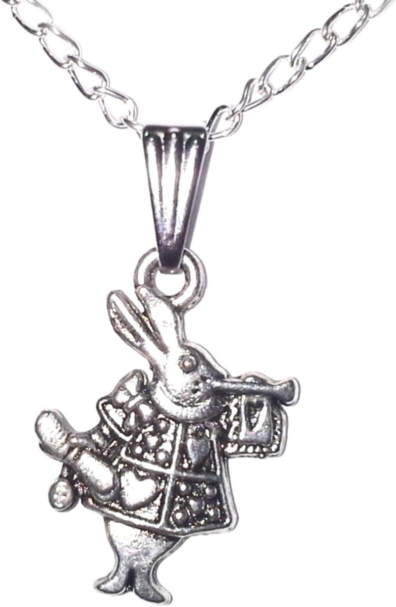 Juicy Jewellery Alice in Wonderland Inspired Rabbit Necklace Pendant Silver Plated Chain + Gift Bag