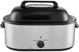 Uargd Electric Roaster Oven, 26 QT Capacity with Self-Basting Lid, 1450W Power, Defrost & Warm Functions, Adjustable Temperat