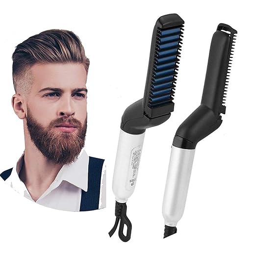 CBEX Quick Hair Styler for Men Electric Beard Straightener Massage Hair Comb Beard Care Comb Multifunctional Curly Hair Straightening Comb Curler, Beard Straightener For Men