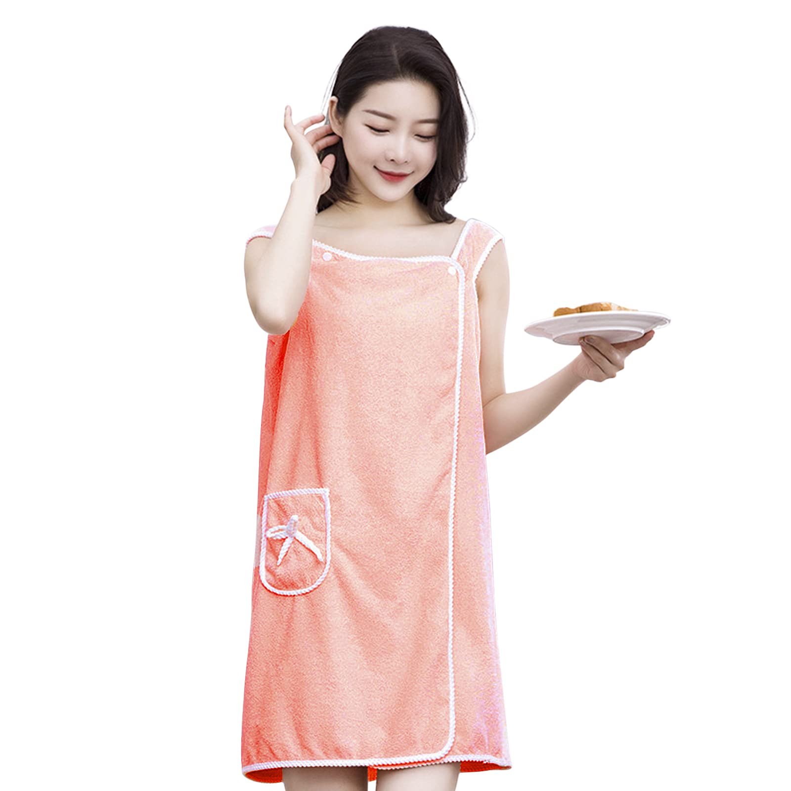 TINAYAUE Womens Bath Skirt with Snaps Soft Fluffy Coral Fleece Bath Towel Thick Strong Water Absorption Ladies & Girls Wearable Bath Towel Wrap Changing Room Bath Robe Quick Dry Beach Swimming Towels