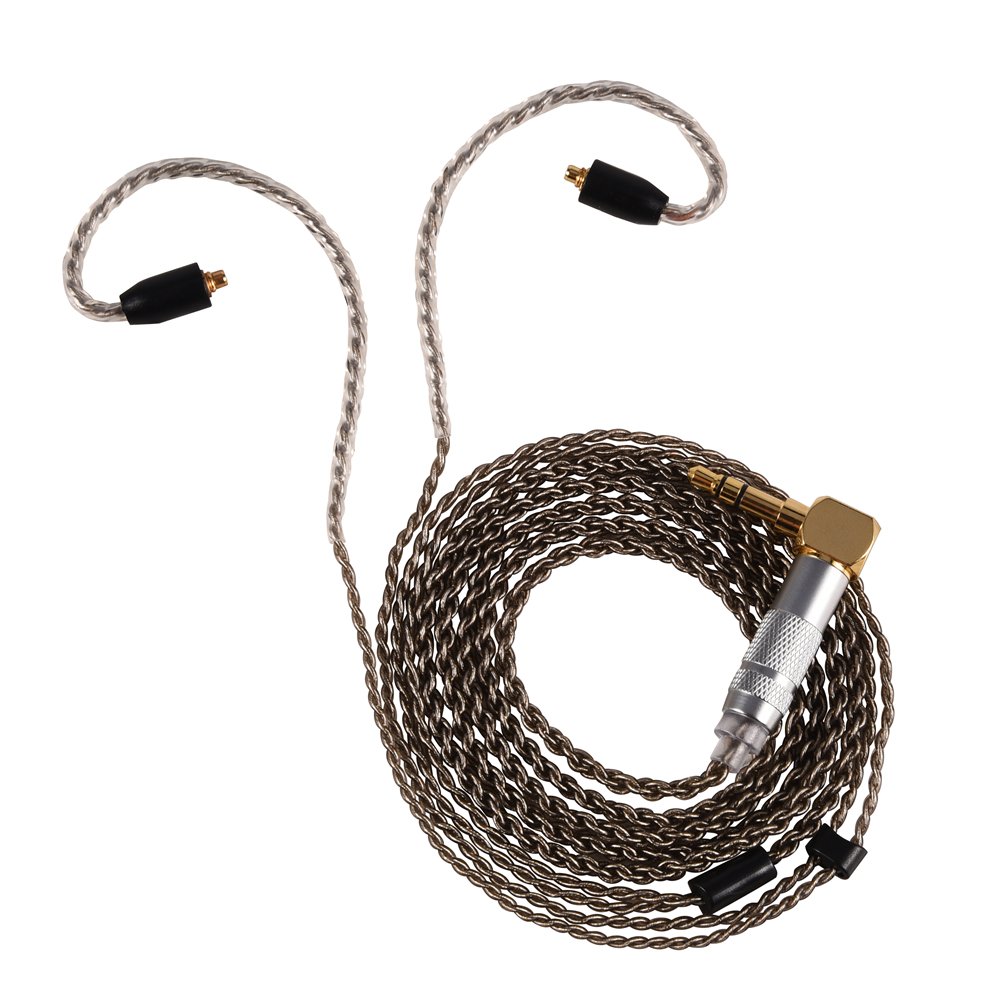 4ft /1.2m MMCX Connector Aux Headphone Cable, Bent Head 3.5mm Pure Copper Audio Cord Earphone Cable for SE215 SE535 SE846 Headphone