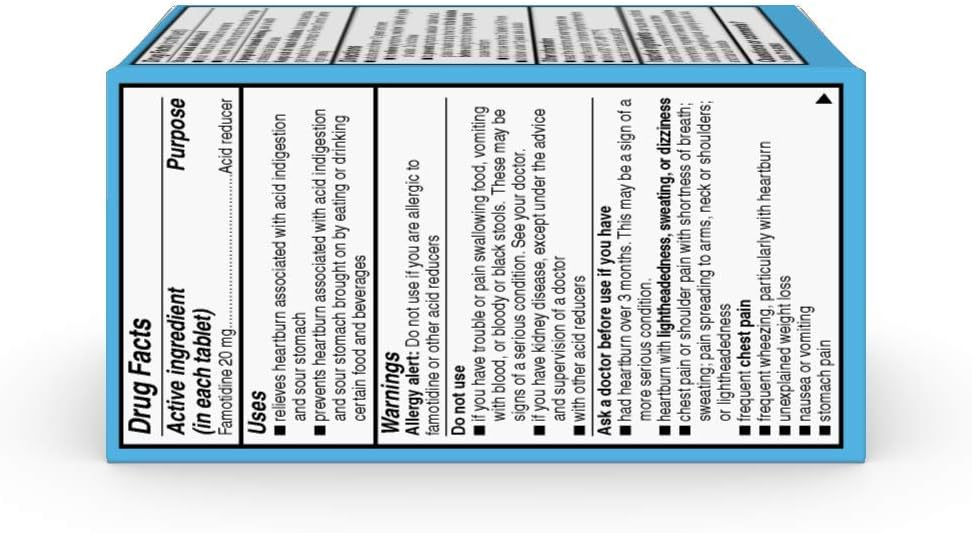  Basic Care Maximum Strength Famotidine Tablets 20 mg, Acid Reducer for Heartburn Relief, 200 Count: Health & Personal Care