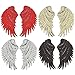 Large Angel Wings Sequin Patches Iron on Sew on Appliques Embroidered Motif for DIY Clothes (Red)