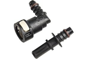 11.8mm 3/8 Inch Fuel Line Connector 90 Degree Nylon Elbow Fitting for 10mm Hose, SAE 3/8 Quick Connect Release with Lock Butt