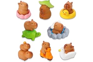 LJJINGXS 8Pcs Miniature Capybara Figurines Set, Cute Animal Cake Toppers, DIY Bonsai Micro Landscape Craft (8)
