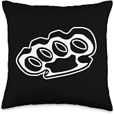 Brass Knuckles Blackwork Minimal Throw Pillow