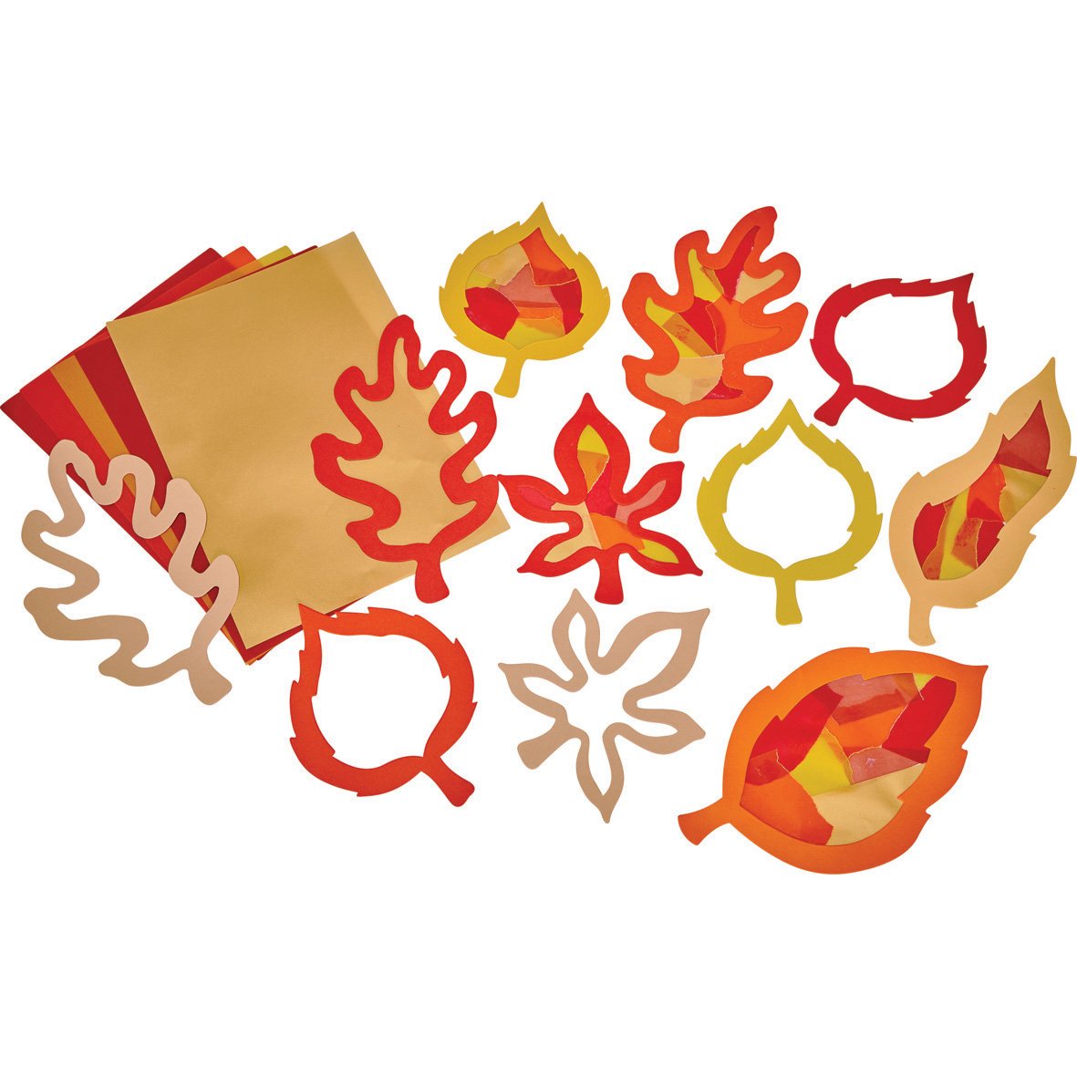 Springboard Stained Glass Silhouette Display Leaves (Autumn) (Pack of 30)