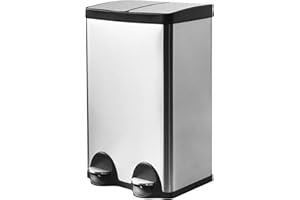 JM ·YIPENG 16Gallon/60 Liter Dual Trash Can,Dual Garbage and Recycling Can with Soft-close Lid,2 x 8 Gallons Recycling Bin with with 2 Plastic Removable Liners