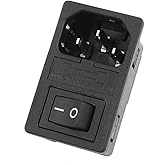 uxcell Inlet Male Power Socket Fuse Holder with Rocker Switch 10A 250V 3Pin IEC320 C14