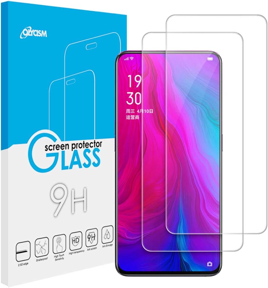 Olycism Compatible for OPPO Reno 10X Zoom Screen Protector (2 Pack) Ultra-thin High Definition Premium Tempered Glass with 9H Hardness Crystal Clear Bubble-Free Installation Scratch Resist
