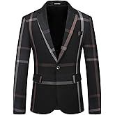 Mens Plaid Blazer Sports Coat Casual Slim Fit Checkered Blazer for Men Wedding