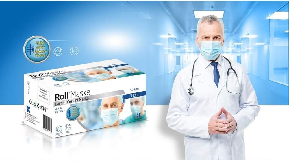 100 single pack Basic Procedure Face Masks with Earloops, Polypropylene, Latex Free, Blue 3 ply 100 single pack