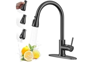 Arofa Matte Black Kitchen Faucet, Kitchen Sink Faucet with Pull Down Sprayer Single Handle Stainless Steel Commercial Modern for 1 or 3 Hole Farmhouse Camper Laundry Utility Rv Bar Sinks
