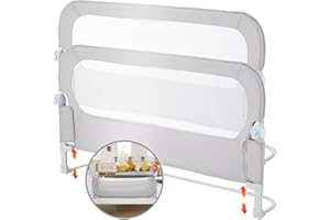 NUTIKAS Bed Rail for Toddlers Toddler- 2 Pack 47" Baby Bed Rails for Queen, Full, King, Twin, Crib, Bunk Size Bed Adjustable Heights & Swing Down Bedrail Extral Tall Child Safety Side Railing Guards for Kids