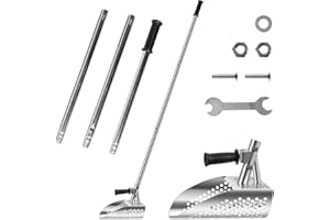 Metal Detecting Sand Scoop, Heavy Duty Metal Detecting Shovel with Removable Long Handle Stainless Steel Rustproof Beach Shov