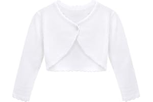 Lilax Baby Girls' Long Sleeve Cardigan Shrug, Button Closure Knitted Bolero