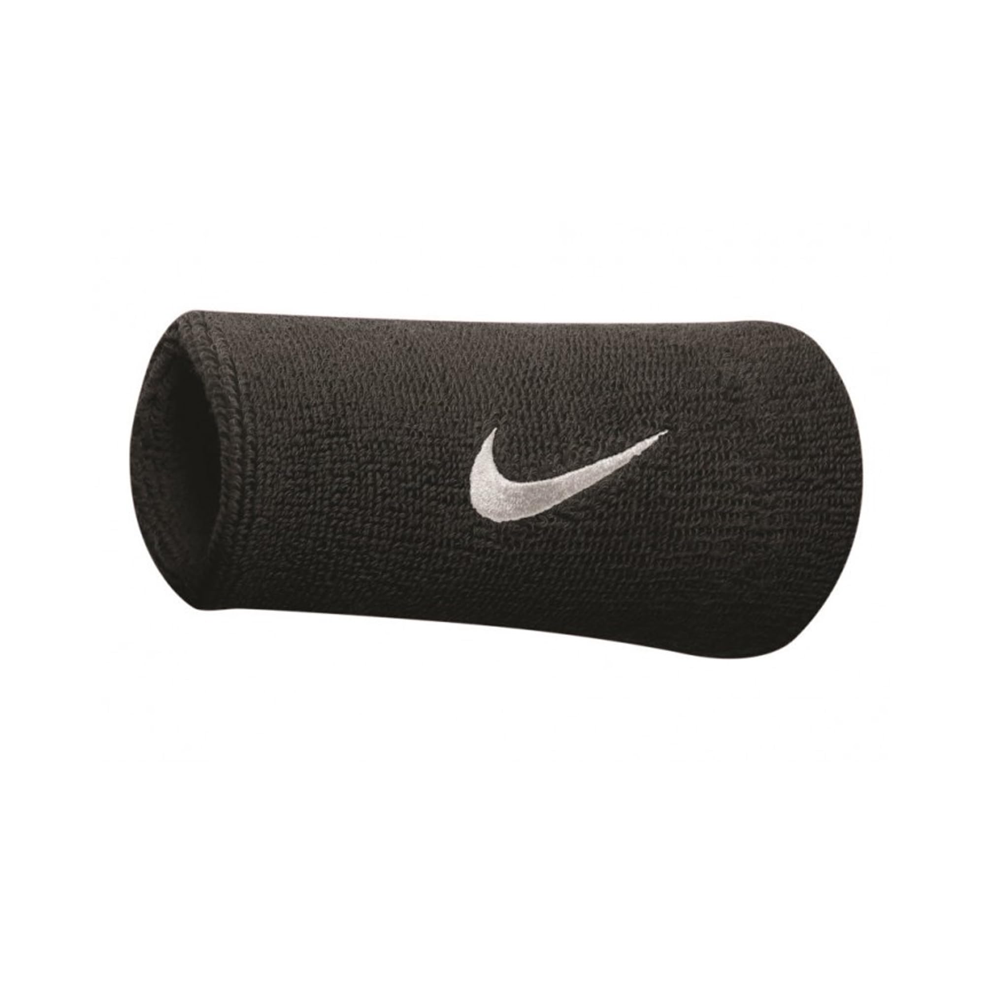 Nike Unisex's Swoosh Doublewide Wristbands (one Pair), Black/White, Size
