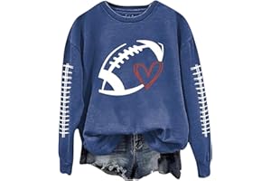 Elneeya Football Sweatshirts for Women Funny Oversized Crewneck Sweatshirt Game Day Graphic Cute Sweatshirts Rugby Pullover