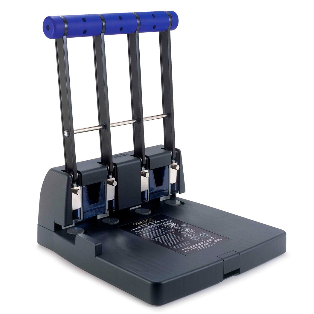 Rapesco PF4000A1 P4400 High-Capacity 4-Hole Punch, 150 Sheet Capacity, Black and Purple