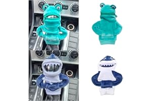 SMILFUY Mini Animal Gear Stick Car Shifter Hoodie, Gear Shift Cover Funny Gearshift Sweater, Gear Shift Knob Hoodie Protector, Cute Gadgets Car Interior Accessories and Decorations (Blue Shark & Green Frog)