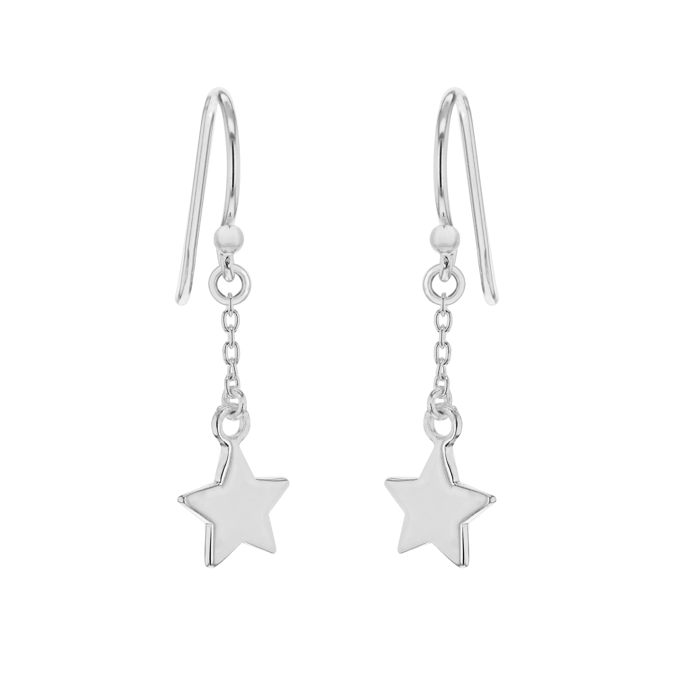 Tuscany Silver Women's Sterling Silver Chain and Star Drop Earrings