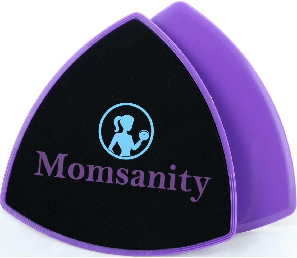 Momsanity Triangle Core Sliders Set – Two Sided Exercise Sliders Designed for Different Floor Types, Comes with Free Slider Workout Videos and Nylon Carrying Bag
