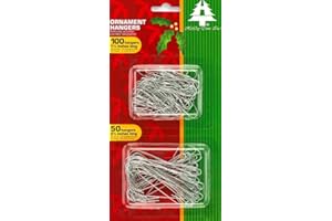 Rocky Mountain Goods 150 Ornament Hooks for Christmas Tree - Two Sizes of Silver Flexible Ornament Hangers - Pack Includes 2 1/2” and 1 3/8” Hangers - Heavy Duty