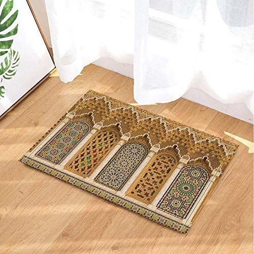vrupi Rustic Moroccan Decor 3D Geometric Patterns Morocco Bath Rugs Non-Slip Doormat Floor Entryways Indoor Front Door Mat Kids Bath Mat 15.7x23.6in Bathroom Accessories