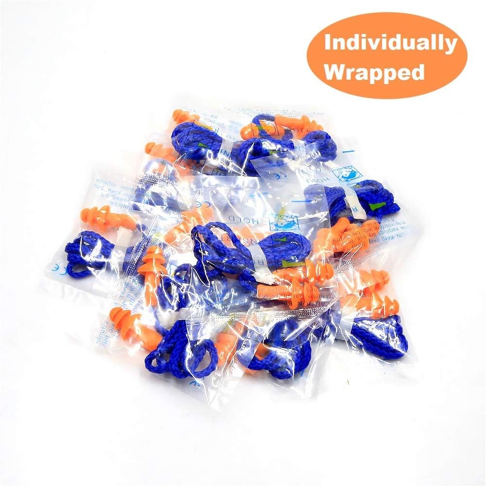 10 Pairs Soft Silicone Corded Ear Plugs Individually Wrapped Reusable Sleep Swim Noise Hearing Protection Earplugs Music Concerts Construction Shooting Hunting Motor Sports : Sports & Outdoors