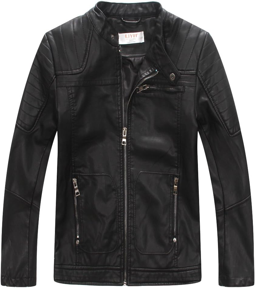 LJYH Boys' Faux Soft Leather Jacket Outerwear Biker Jacket