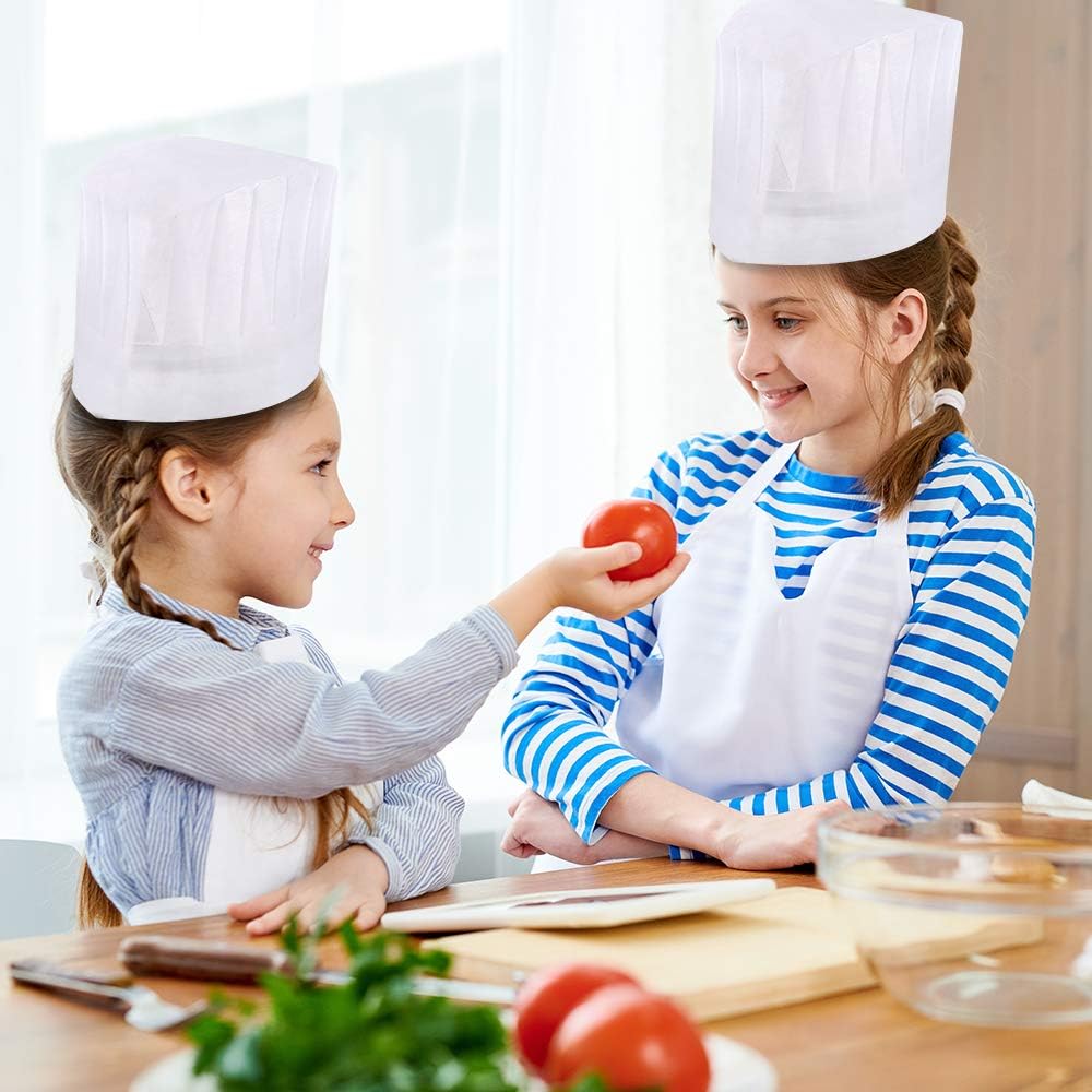 Sntieecr 30 Pack 8 Inch Kids White Paper Chef Hats, Adjustable Chef Toques Kitchen Chef Caps for Cooking, Baking, Party Favors, Home Kitchen, School and Restaurant: Home & Kitchen