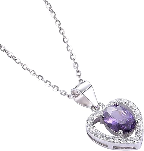 Epinki Unisex Frauen Madchen Halskette Sterling Silber Amethyst Herz Form Diamant Lila Kette Lange 40 5 Cm Amazon De Schmuck