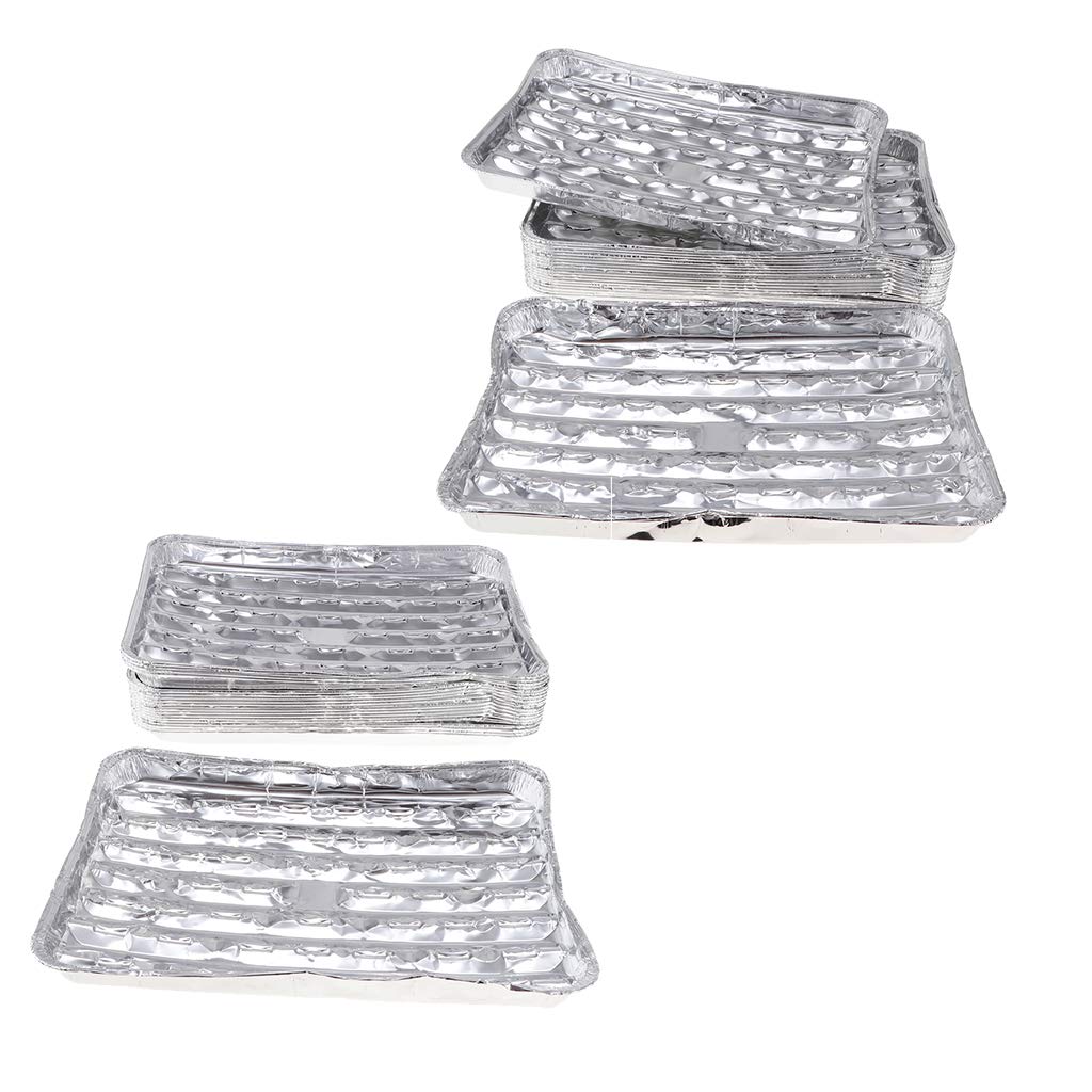 joyMerit 40pcs/set Disposable Aluminum Foil Barbecue Grilling Trays for Outdoor Picnic Camping BBQ - 34.5 x 22.5 x 2.5cm