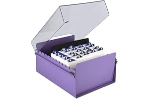 Acrimet 5 X 8 Card File Holder Organizer Box Metal Base Heavy Duty (AZ Index Cards and Divider Included) (Purple Color with C