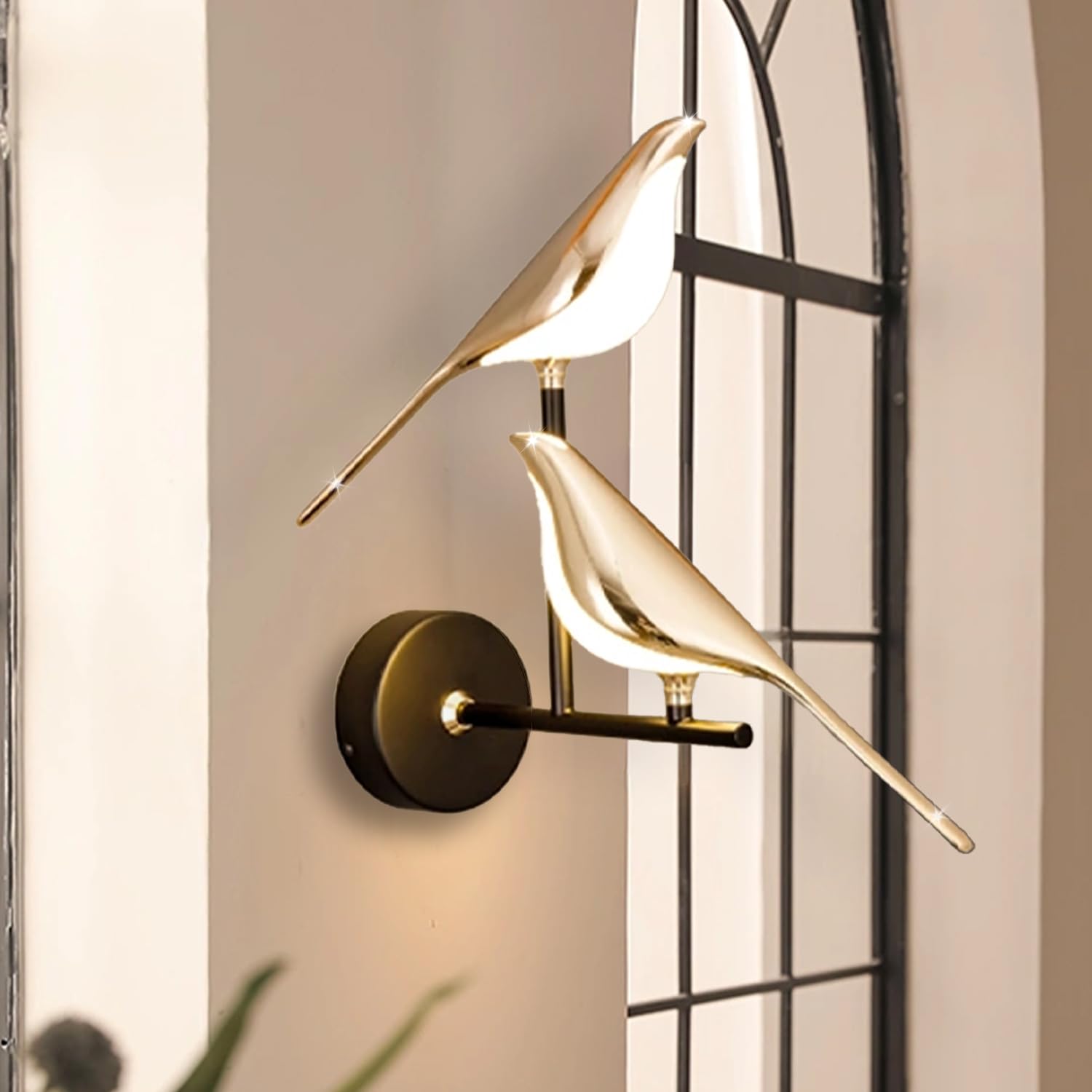 Photo 1 of WOSBO Bird Wall Sconces Modern Art Deco Wall Mount Lamps for Living Room Bedroom Stairway Corridor, Swinging Bird Wall Lamp, Metal and Acrylic Wall Light Fixtures, 3 Color Temperature (2 Light)