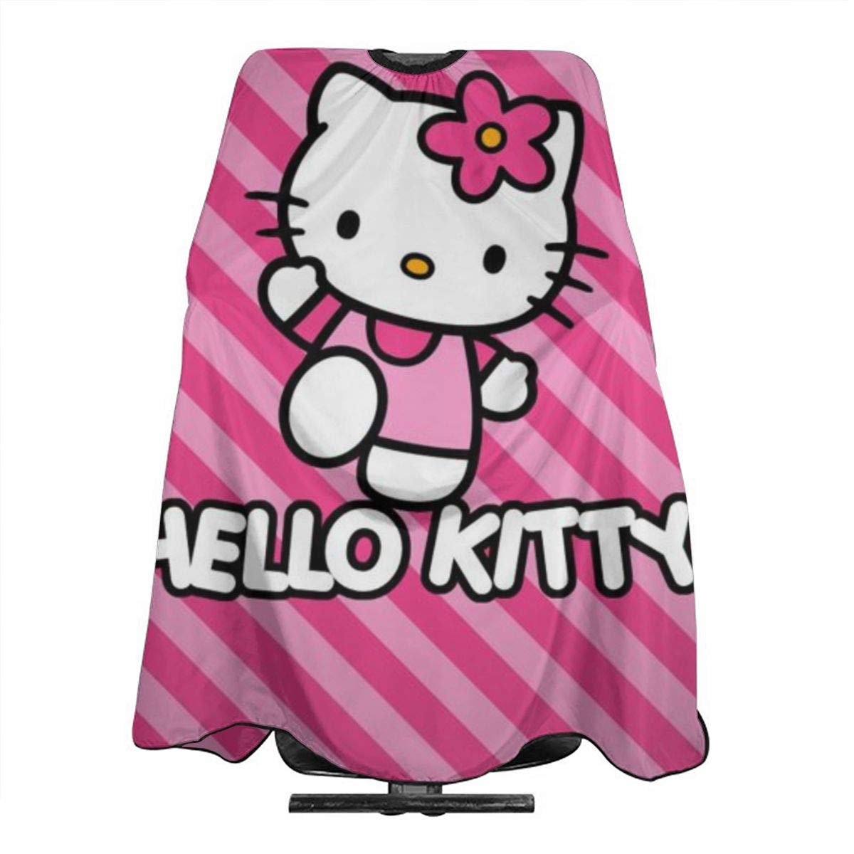 Cartoon Anime Cute Hello Kitty Pint Strip Line Haircut Cape Salon Professional Barber Hair Dye Cape Printed Styling Black Comb-Out Makeup Artists Shampoo Polyester Adult/Women/Men 55 X 66 Inch