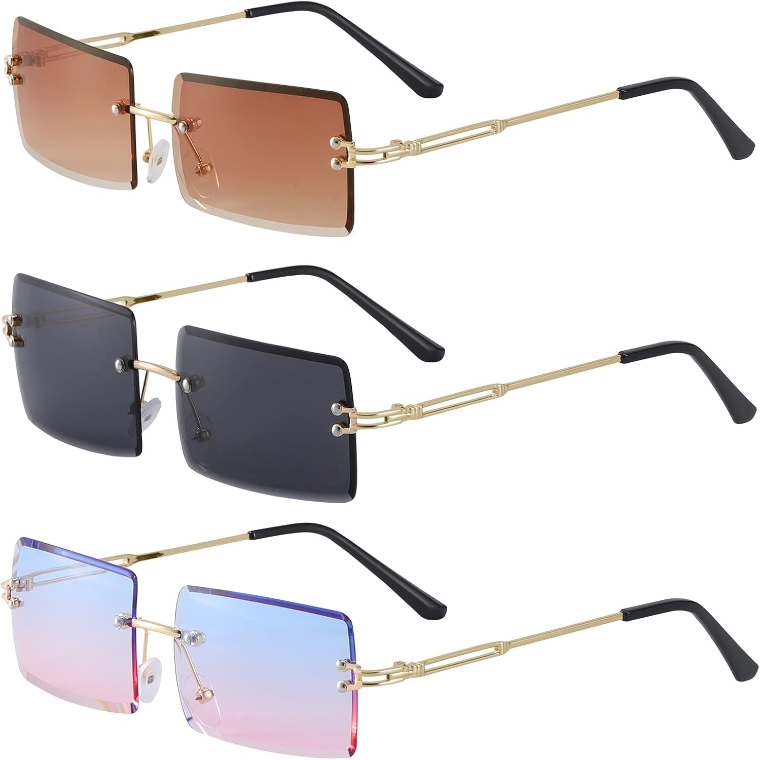 Gafas De Sol Rectangulares Sin Montura, Modernas, Retro, Clá | Meses