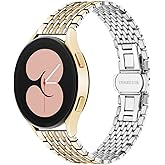 Juntan Stainless Steel Bands Compatible for Samsung Galaxy Watch 7/6/5/4 Band 40mm 44mm, Watch 5 Pro 45mm, Galaxy Watch 6/4 Classic 43mm 47mm 42mm 46mm, Quick Release 20mm Metal Straps for Women Men