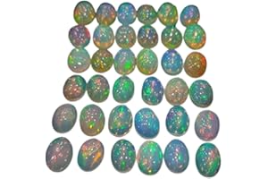 JAI GEMS 10 Pcs Ethiopian Mined Opal Cabochon Ovals Gemstone | 6x4mm 7x5mm or 8x6mm | Batch of 10 Pcs calibrated sizes