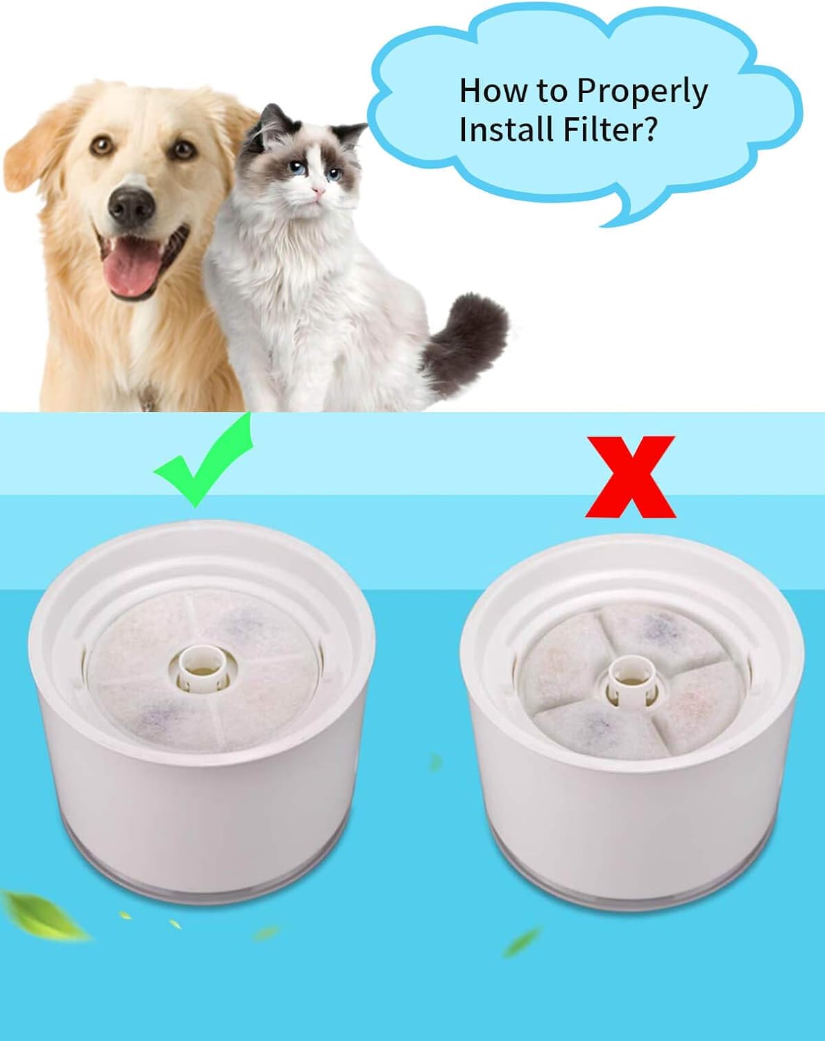 Cat Water Fountain Filter Cat Fountain Filter, Activated Carbon Resin Replacement Filter Cartridges for Pet Dogs Drinking 8Pack - Image 3